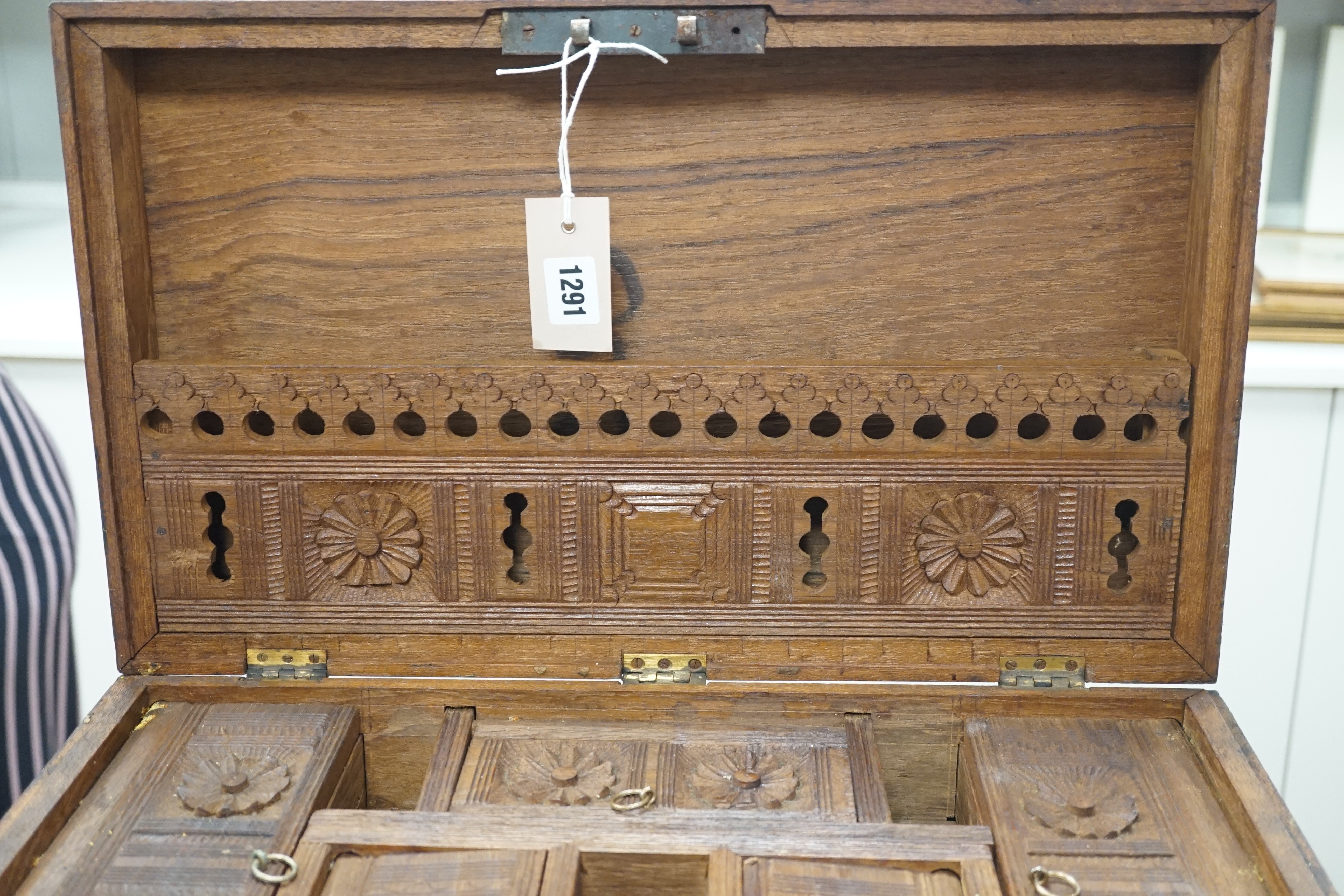 An Indian brass bound teak box, 51cm